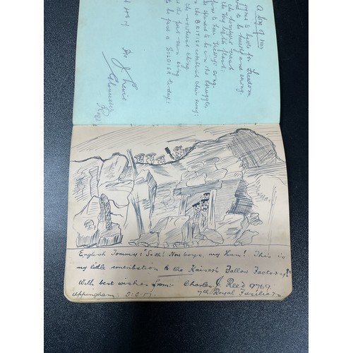 191 - WWI Nurses ( VAD ) Autograph Book Pretty Much Complete Incl. Drawings , Leeds Pals etc etc. Uppingha... 