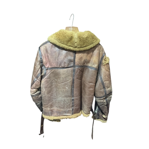 202 - WWII Era Leather Sheepskin Flying Jacket a/f Original AM Air Ministry Lightning Zips to Cuffs , Main... 