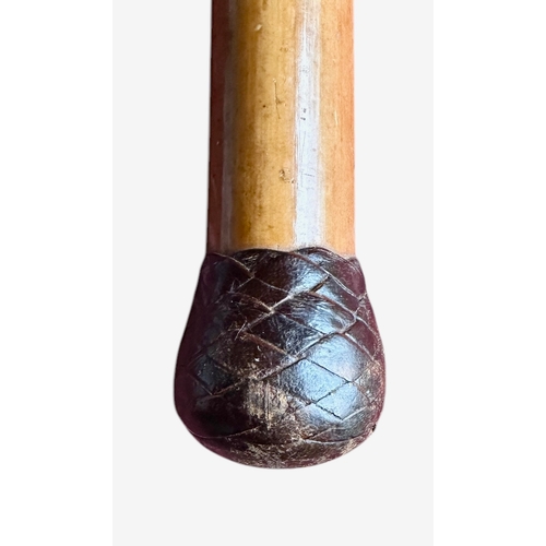 228 - A Late 19th Century Fishing Priest With Weighted Malacca Handle & Leather Wrapping