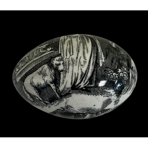 233 - Mid 19thC Transfer Printed Pearlware Darning Egg Whitehaven / Staffordshire.