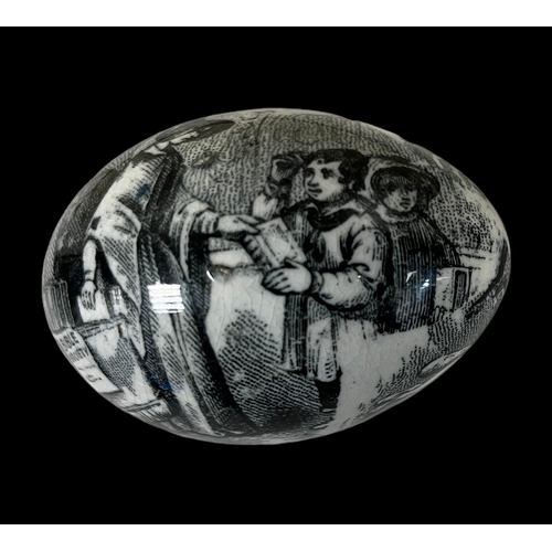 233 - Mid 19thC Transfer Printed Pearlware Darning Egg Whitehaven / Staffordshire.