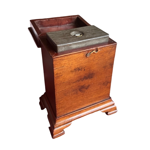 246 - An Interesting Mahogany Tea Caddy with Tin Liner on Bracket Feet