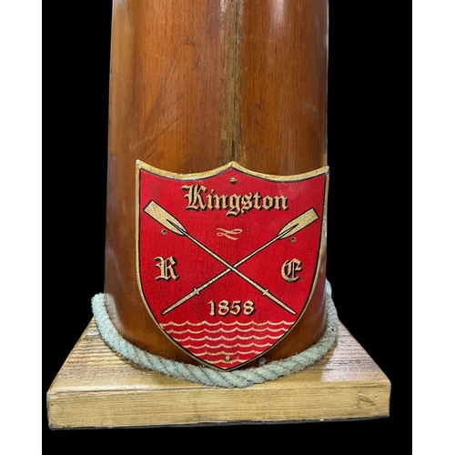 342 - Vintage Bow of a Rowing Boat with Painted Kingston Rowing Club Plaque and Coxs Loud Hailer 163cm