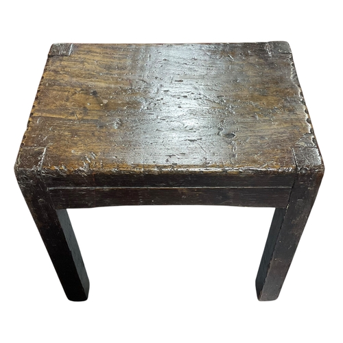 371 - A Sturdy Primitive  Elm Seated Joint Stool