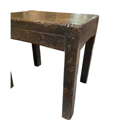 371 - A Sturdy Primitive  Elm Seated Joint Stool