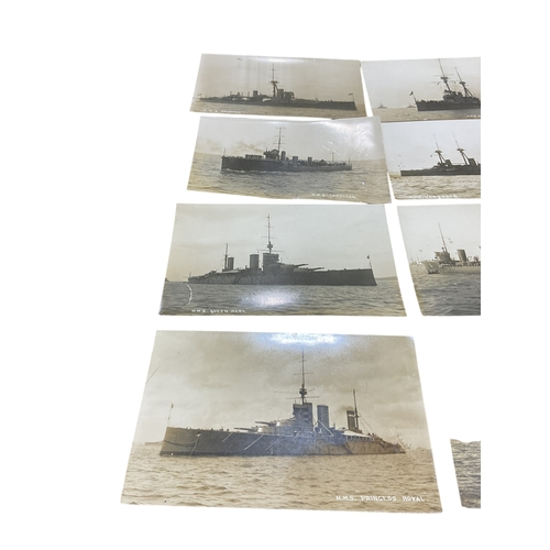 456 - A Collection Of Postcards -12 Royal Naval Ships Predominately Real Photos rp