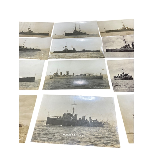 456 - A Collection Of Postcards -12 Royal Naval Ships Predominately Real Photos rp