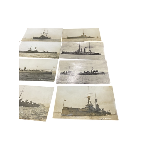 456 - A Collection Of Postcards -12 Royal Naval Ships Predominately Real Photos rp