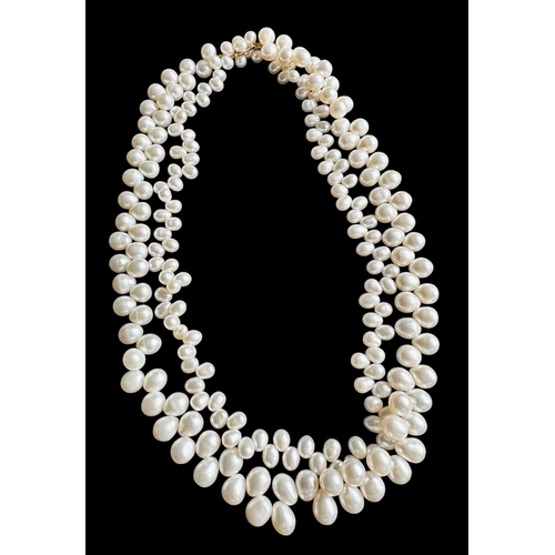 490 - Nice Set Of Cultured Pearls With 9ct Gold Clasp Length 47.5cm