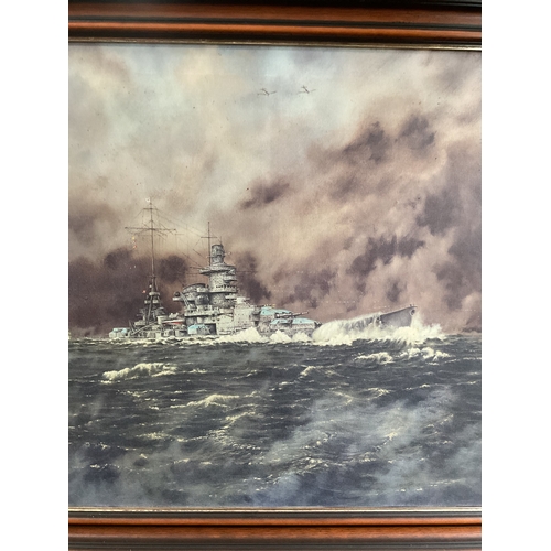 71 - German battleship Scharnhorst On Canvas Signed M Littlejohn 106x76cm