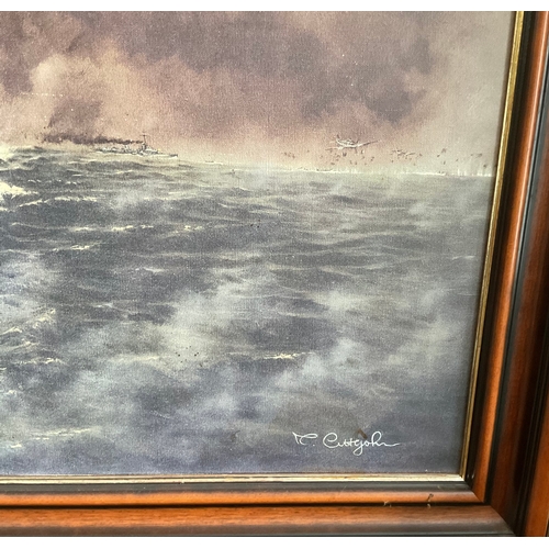 71 - German battleship Scharnhorst On Canvas Signed M Littlejohn 106x76cm