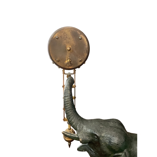 114 - Antique Spelter Elephant Mystery Clock. Working Order