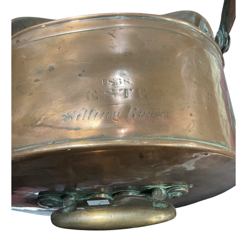 199 - A Copper Coal Scuttle Dated 1838 Este Sitting Room