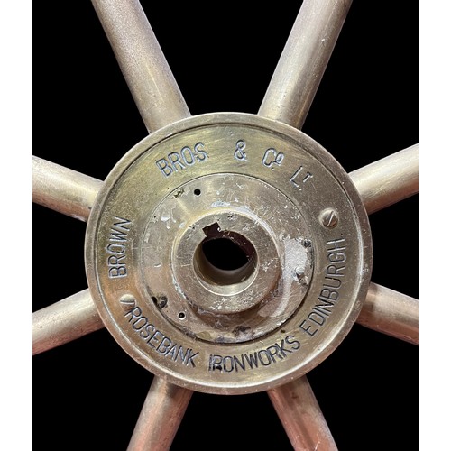 203 - A Brown Brothers & Co Ltd of Rosebank Ironworks Edinburgh brass ship's wheel, diameter 76cm.