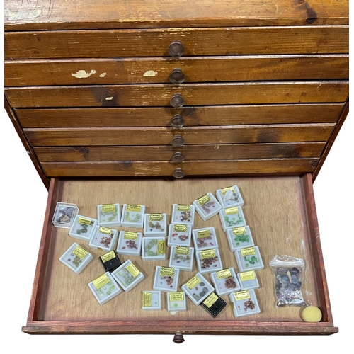 209 - A Set of Collectors Drawers Containing Precious and Semi Precious Stones etc. 49.5x31.5x41cm