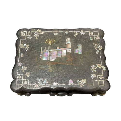 238 - Victorian Papier Mache Mother Of Pearl Writing Box.