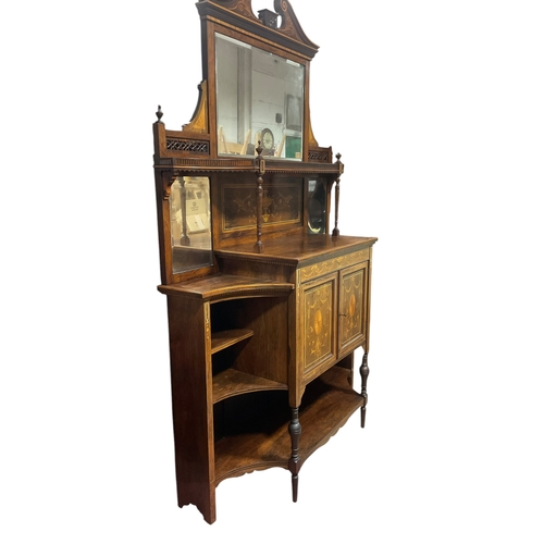 261 - A Good Quality Inlaid Rosewood Chiffonier With Fretwork Gallery and Panels.