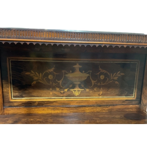 261 - A Good Quality Inlaid Rosewood Chiffonier With Fretwork Gallery and Panels.