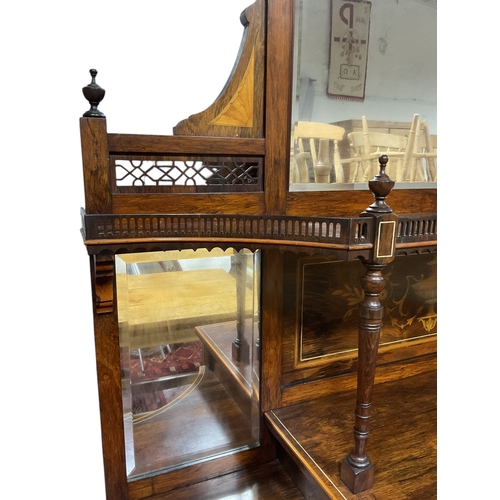 261 - A Good Quality Inlaid Rosewood Chiffonier With Fretwork Gallery and Panels.