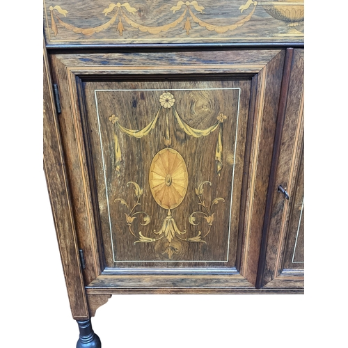 261 - A Good Quality Inlaid Rosewood Chiffonier With Fretwork Gallery and Panels.