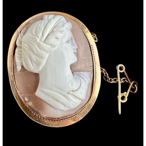 355 - 9ct Gold Mounted Cameo Brooch Size 3.7cm x 2.8cm