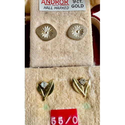 379 - 2 Pairs Of 9ct Gold Earrings Total Weight 2.6g