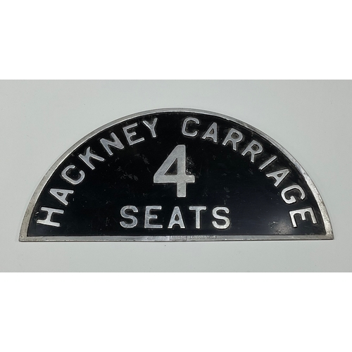 Vintage Hackney Carriage Sign 4 Seats 32x16cm