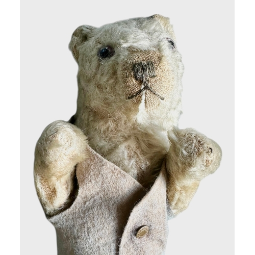 79 - Antique Straw Filled Polar Bear Teddy With Jointed Arms Size Length 30cm