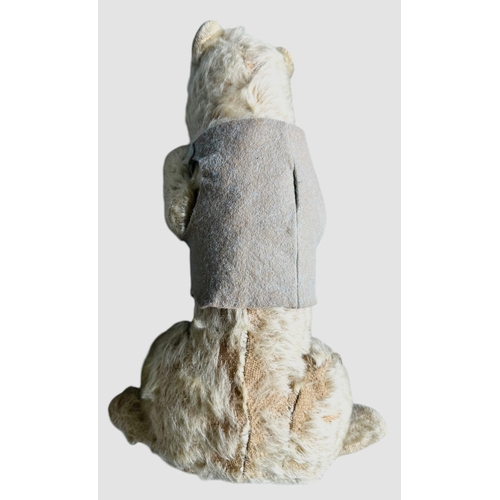 79 - Antique Straw Filled Polar Bear Teddy With Jointed Arms Size Length 30cm