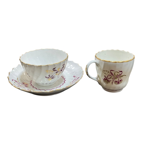 110 - 3 Pieces of 18th Century Worcester Flight Porcelain : Tea Bowl , Saucer & Cup.