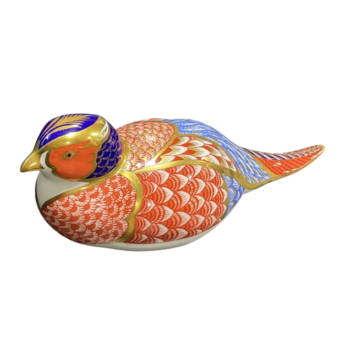 116 - A Royal Crown Derby Paperweight Pheasant Gold Stopper.