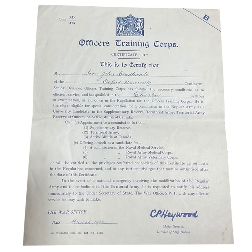 124 - Archive of Major Ivor Crosthwaite D.S.O. Grenadier Guards. Incl.  Distinguished Service Order  Certi... 