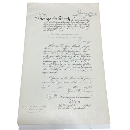 124 - Archive of Major Ivor Crosthwaite D.S.O. Grenadier Guards. Incl.  Distinguished Service Order  Certi... 