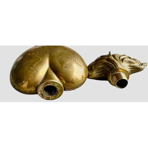 196 - Large Antique Brass Sacred Heart Holy Water Vessel With Engraved Decoration Size 16cm x 8cm x 2cm