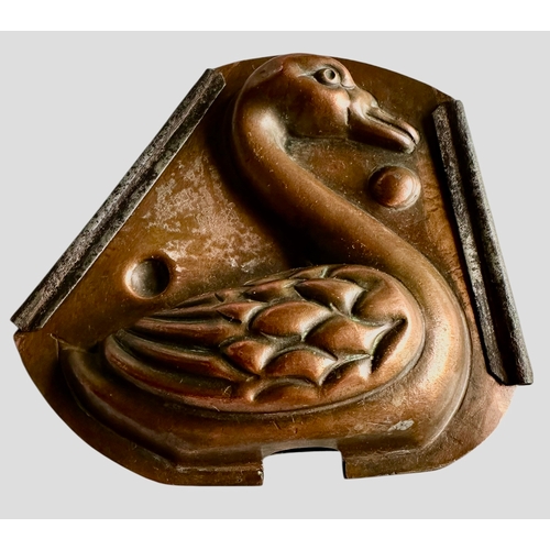 197 - 19th Century Copper Chocolate Mould In The Form Of A Swan, Trottier Paris Size 11cm x 10cm x 4cm