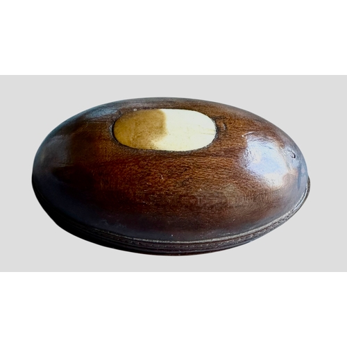 198 - Antique Carved Treen Snuff Box With Equestrian Insert Size 9cm x 4.4cm x 3cm