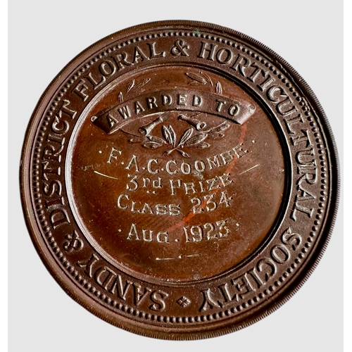 205 - Sandye Place Floral & Horticultural Society Medallion Aug 1923 Size 5cm