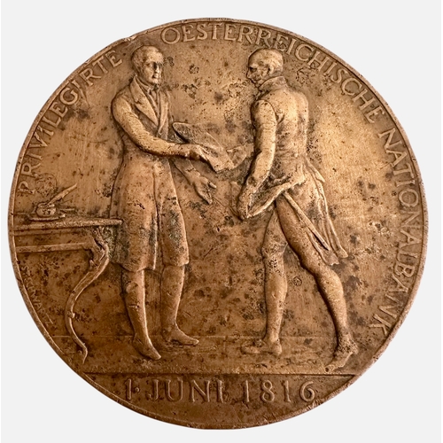 208 - 1916 Austrian Medal - 100th Anniversary Of The Austrian National Bank Size 6.5cm