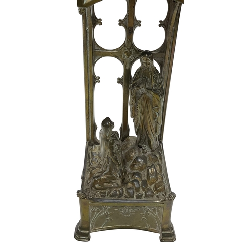 220 - A French Spelter Lady of Lourdes Devotional 34cm Tall. GR Depose France