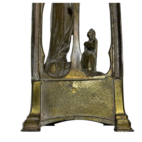 220 - A French Spelter Lady of Lourdes Devotional 34cm Tall. GR Depose France