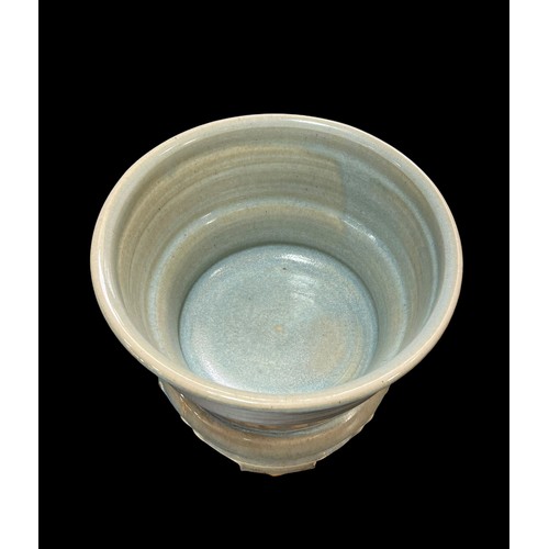 221 - Chinese Style Celadon Vessel 26cm Dia 19cm Tall , Janet Hamer Studio Pottery