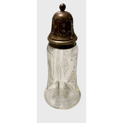 226 - Glass Silver Topped Sugar Caster 1915 Size 17cm x 7.7cm