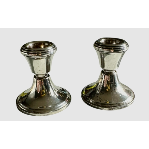 227 - Pair Of Silver Candle Holders Size 6.3cm x 6.1cm