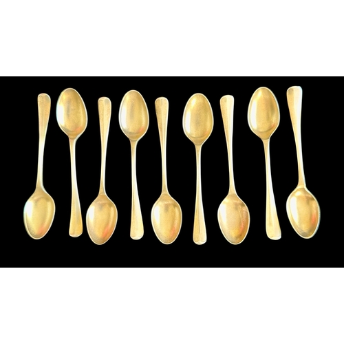 233 - 9 Silver Gilt Teaspoons Weight 73g