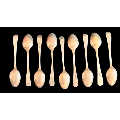 233 - 9 Silver Gilt Teaspoons Weight 73g