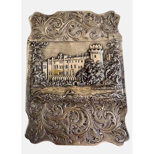 238 - Victorian Silver Doubled Sided Castle Top Card Case 1841 Warwick/Kenilworth Castles Size 9.8cm x 7.2... 