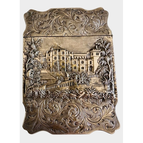 238 - Victorian Silver Doubled Sided Castle Top Card Case 1841 Warwick/Kenilworth Castles Size 9.8cm x 7.2... 