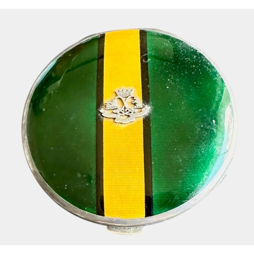 243 - Argyll & Sutherland Highlander Regimental Silver & Enamel Powder Compact Birmingham 1933 Size 7.5cm
