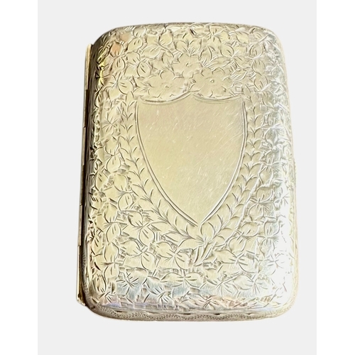 246 - Small Silver Cigarette Case Decorated With Flowers And Leaves And Vacant Shield Cartouche Weight 72g... 