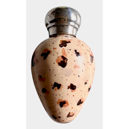247 - Victorian Novelty Birds Egg Perfume Scent Bottle James Macintyre Silver Topped Size 6.2cm